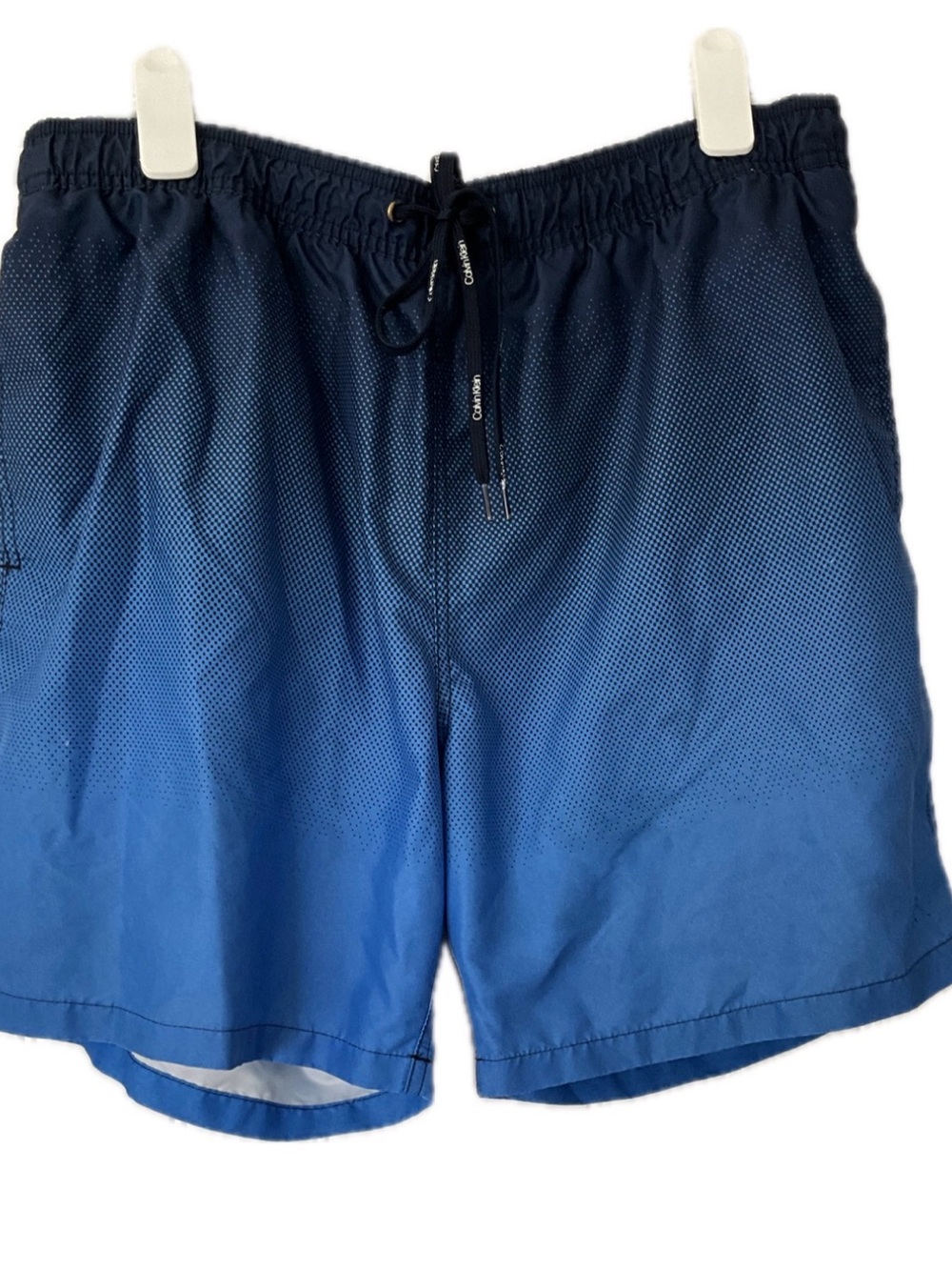 Calvin Klein Navy and White Mesh-Lined Swim Shorts